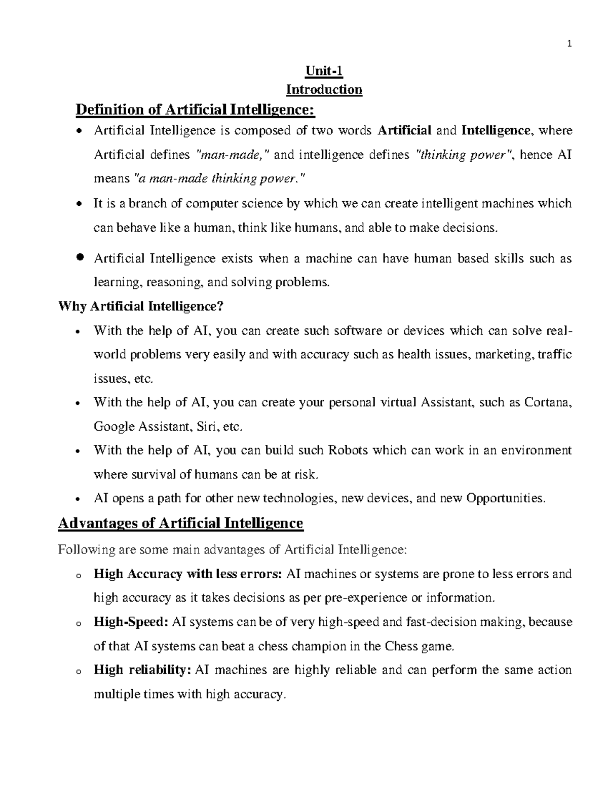 AIML 101: Comprehensive Notes on Artificial Intelligence Concepts - Studocu