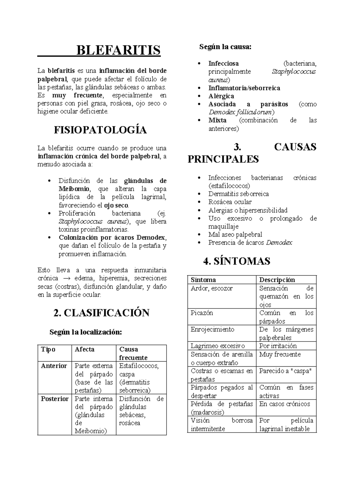 Blefaritis: Fisiopatología, Diagnóstico y Tratamiento - LEER - Studocu