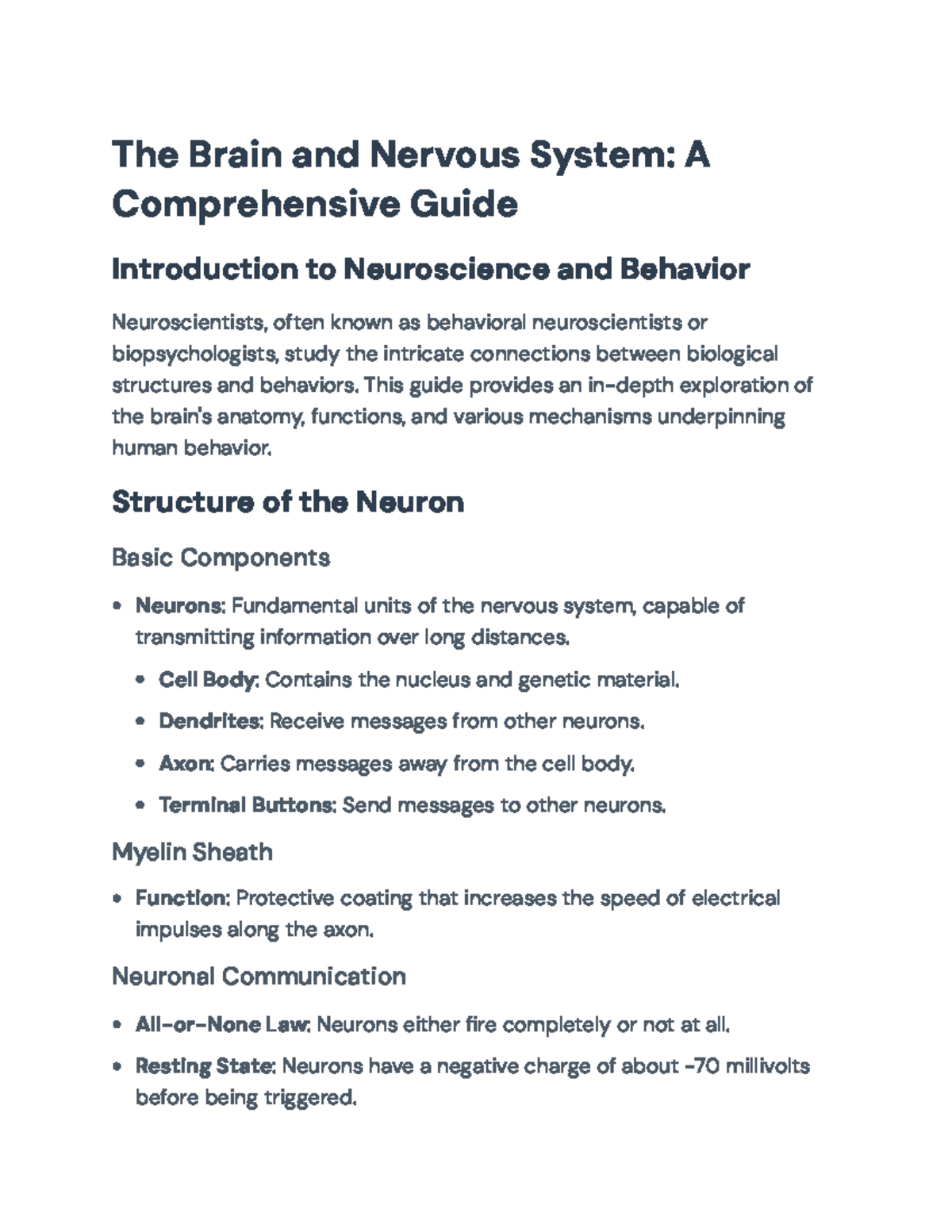 Biopsychology 101: Understanding the Brain & Nervous System Guide - Studocu