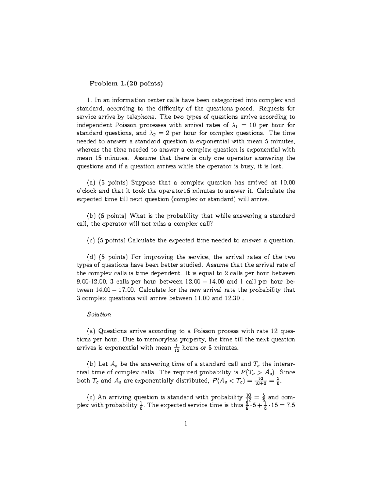 Final Exam Solutions for STATS 102: Probabilistic Models and Markov ...