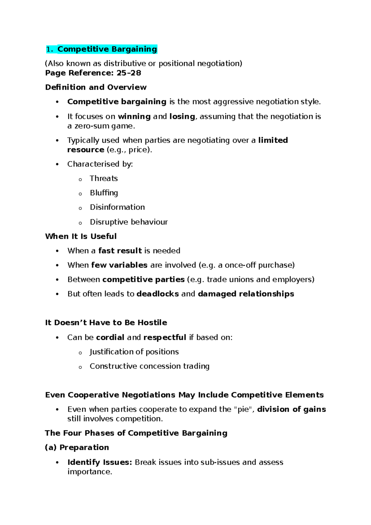 Negotiating Styles: Competitive Bargaining Overview and Strategies ...