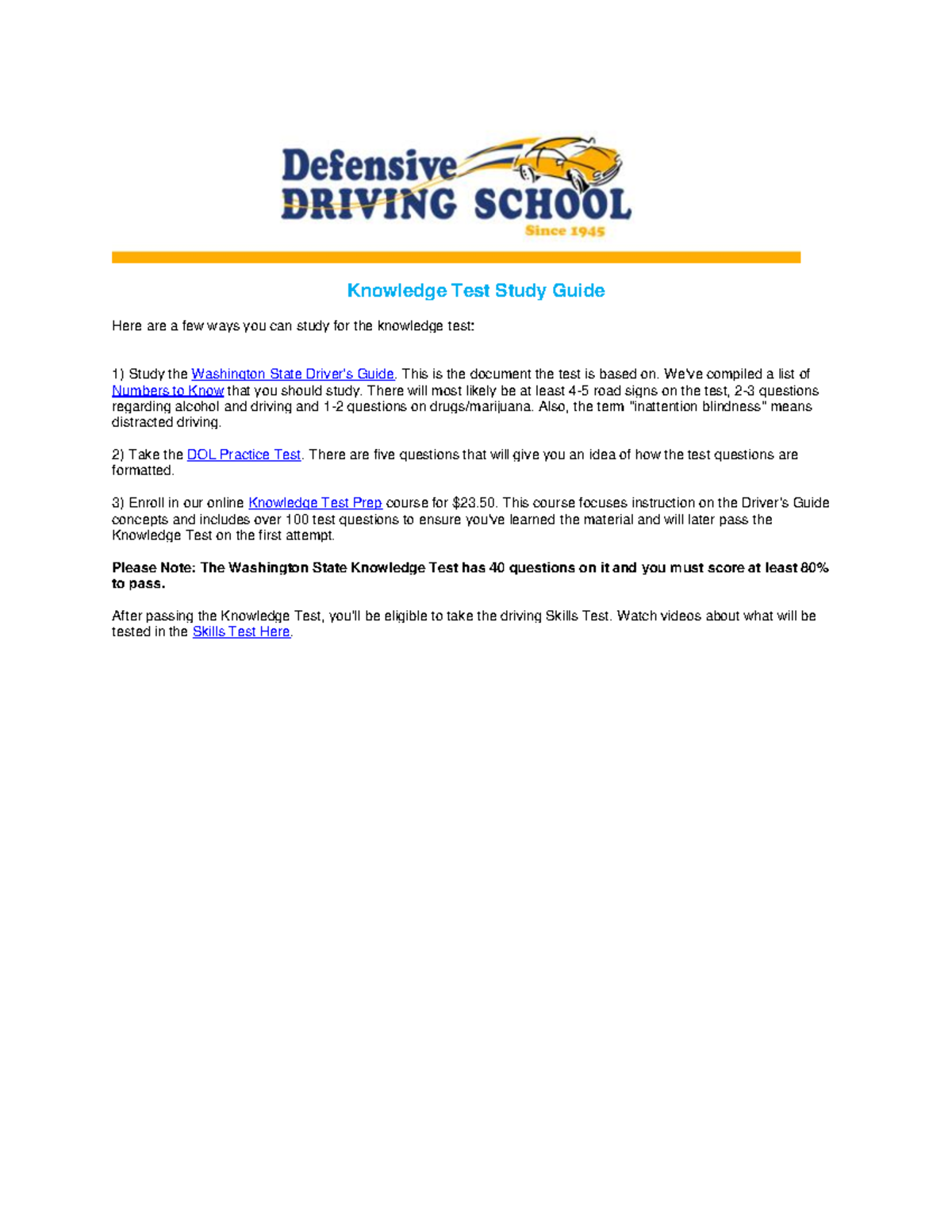Washington State Knowledge Test Study Guide & Prep Tips - Studocu