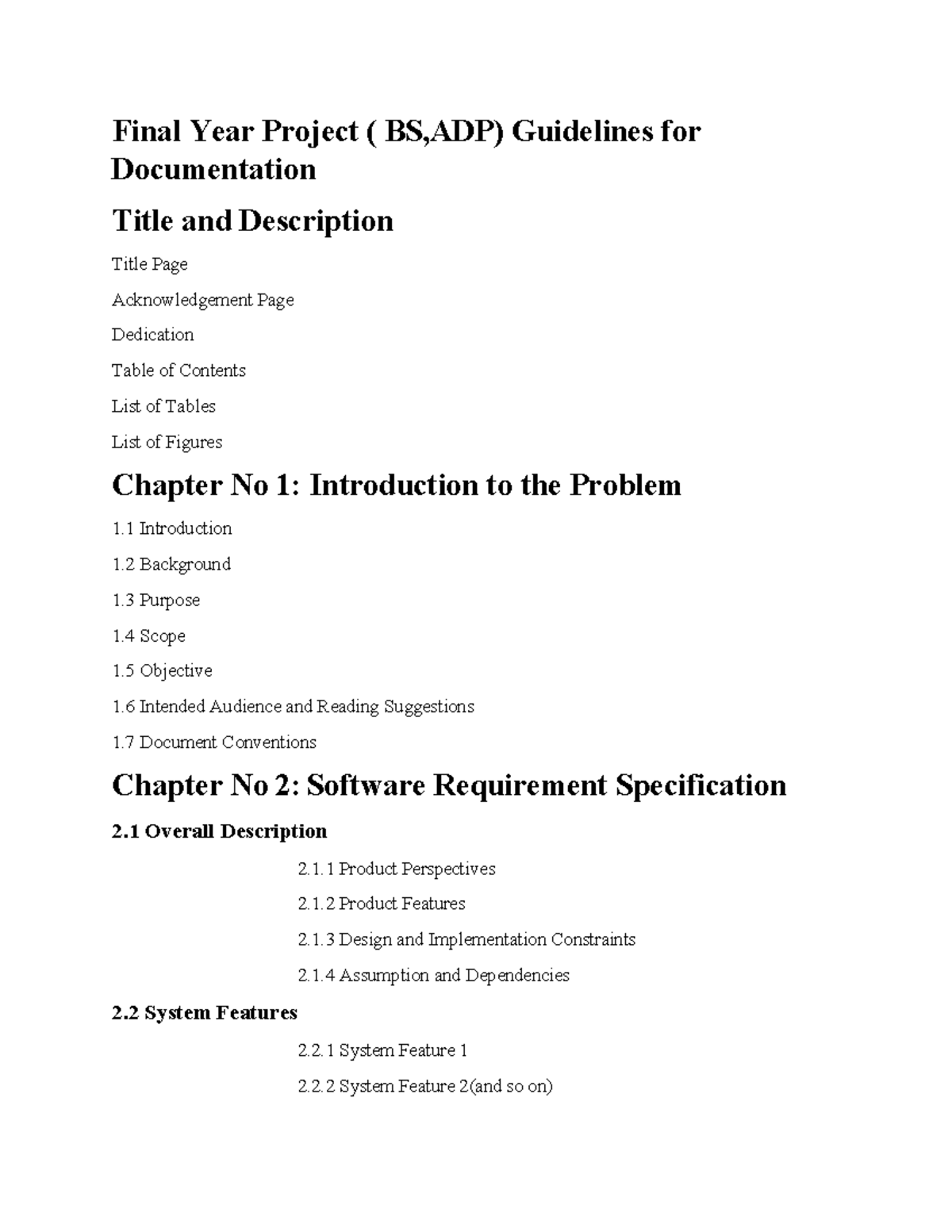FYP Documentation Guidelines for BS, ADP Projects and Implementation ...