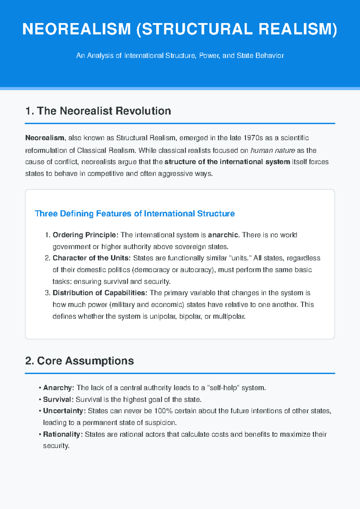 NEO 101: Neorealism - An In-Depth Analysis of International Structure ...
