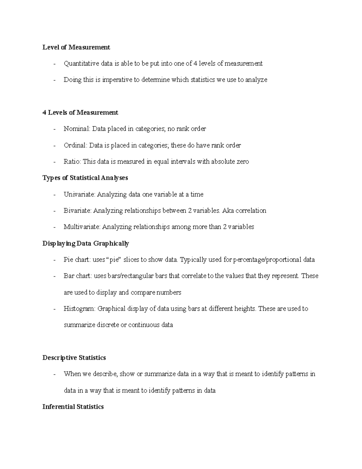 SWRK 542 Lecture Notes: Levels of Measurement and Data Analysis - Studocu