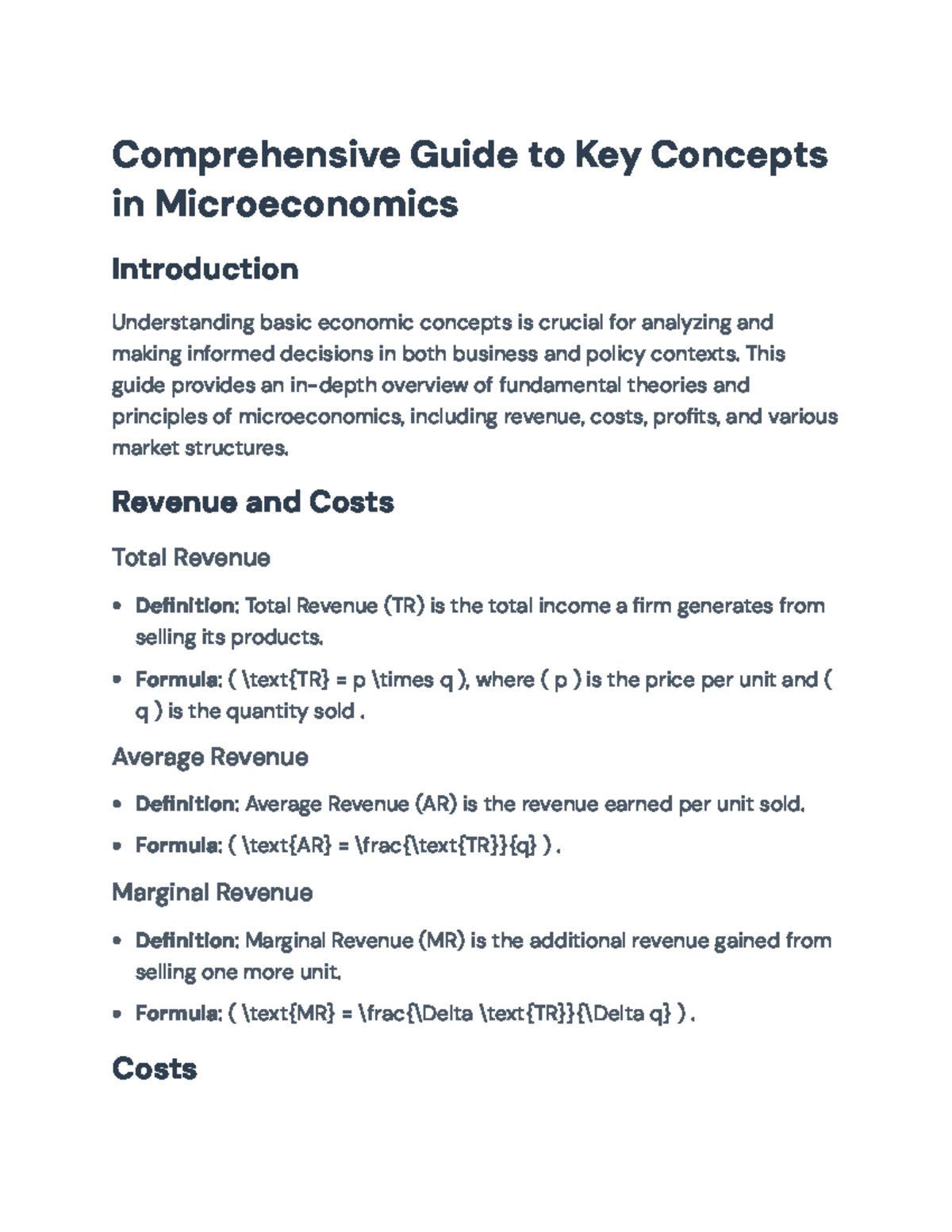 Microeconomics: Core Concepts Guide for Theory and Analysis - Studocu