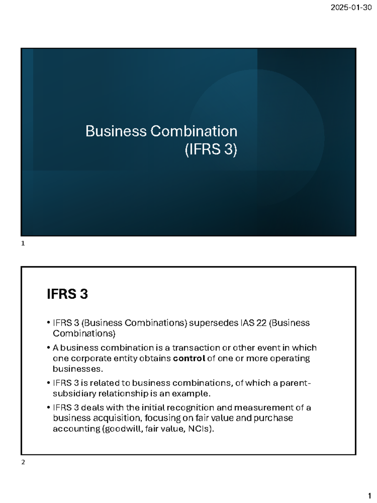 IFRS 3 and IFRS 10 - IFRS 3 and IFRS 10 - Business Combination (IFRS 3 ...
