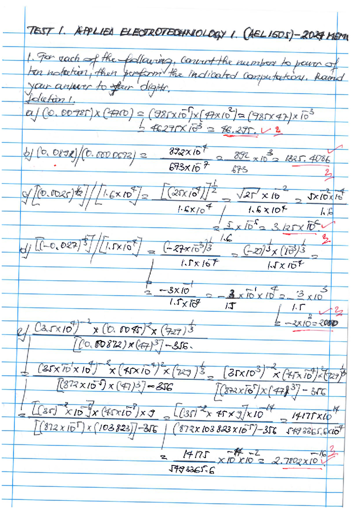 TEST 1: Applied Electrotechnology 1 (AEL150S) - 2024 Solutions - Studocu