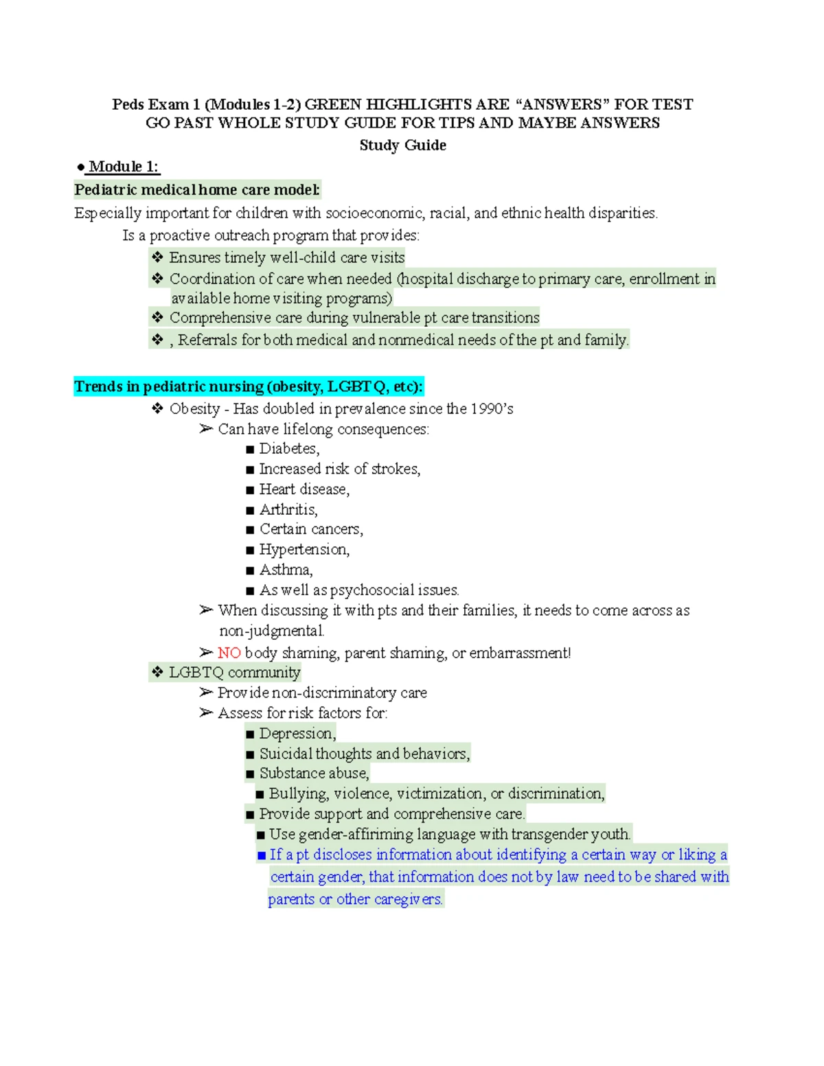 Peds 2 - lecture notes - Module 1: What is Pediatric Nursing Issues and ...
