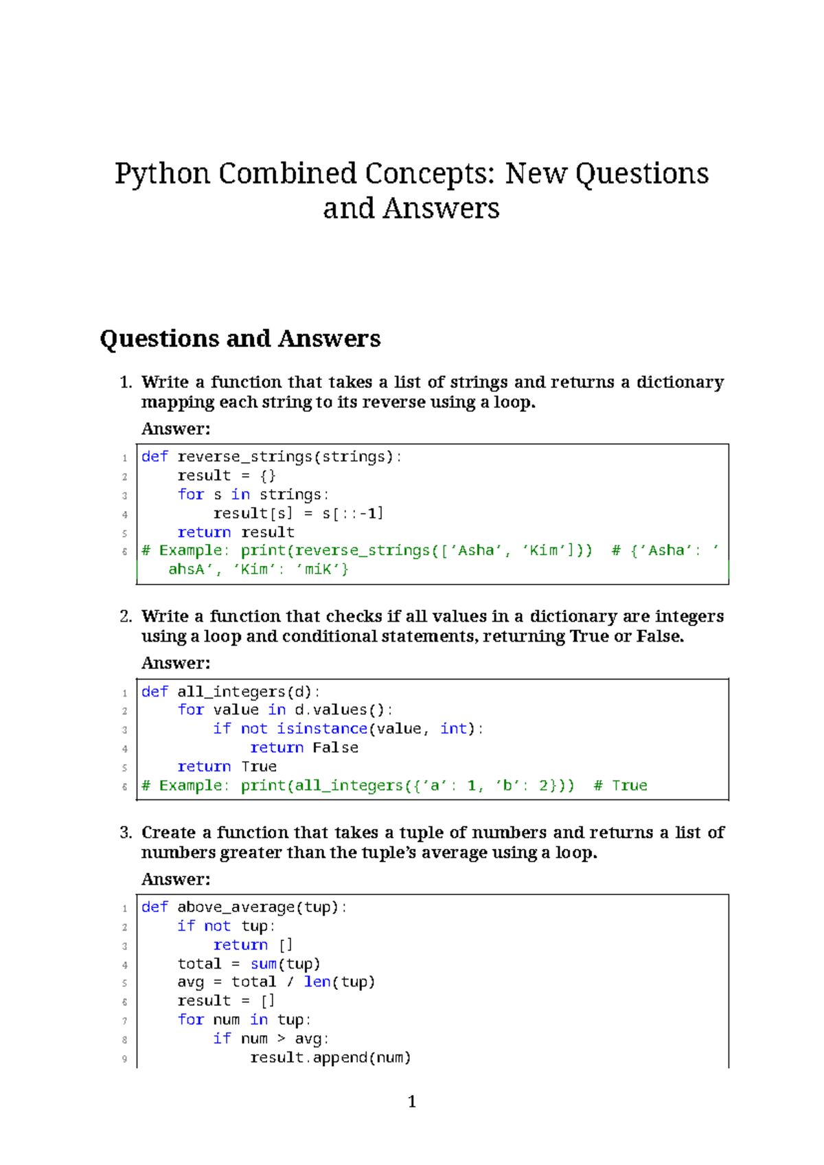 Python Combined Concepts: Q&A - Studocu