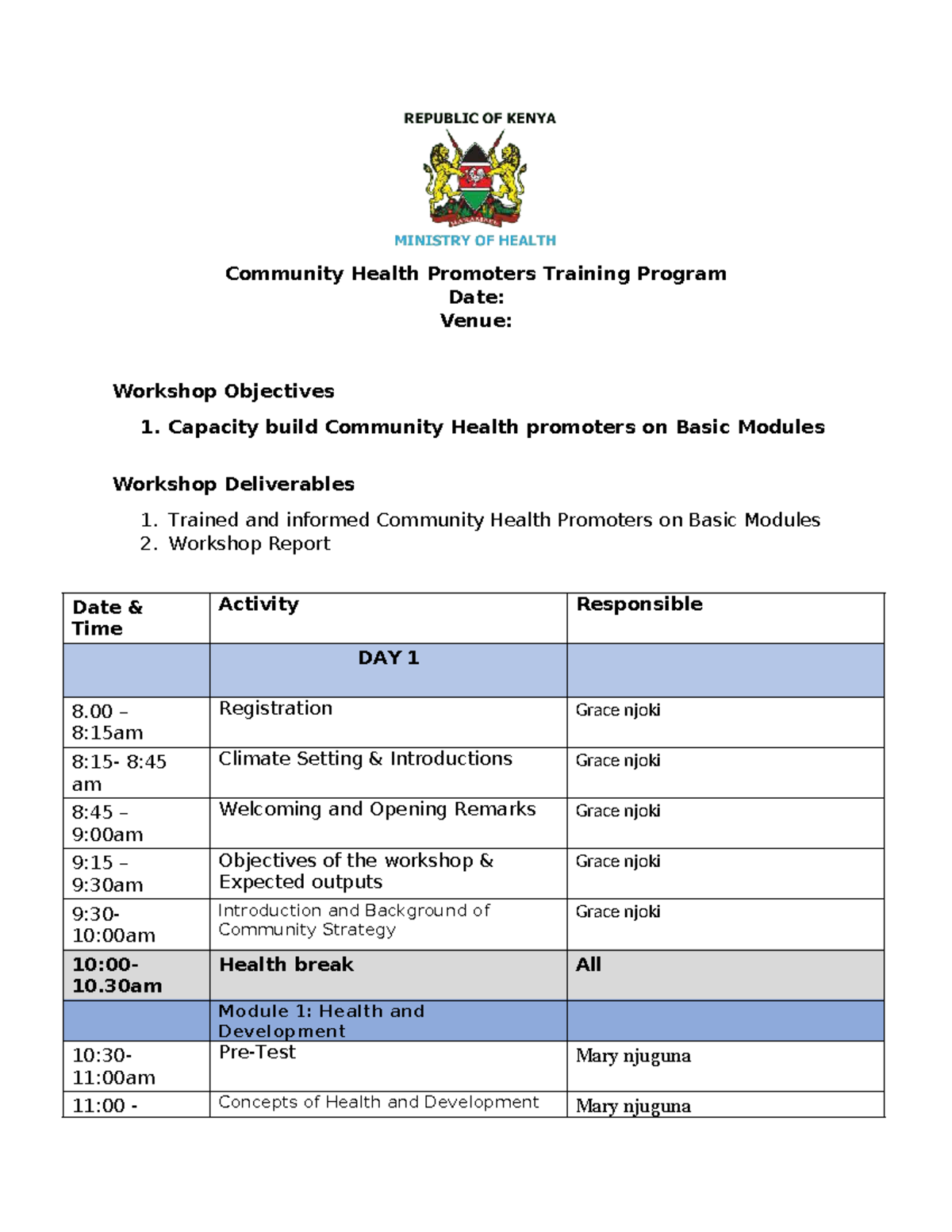 CHP program- 29 - Notes 1.1 - Community Health Promoters Training ...