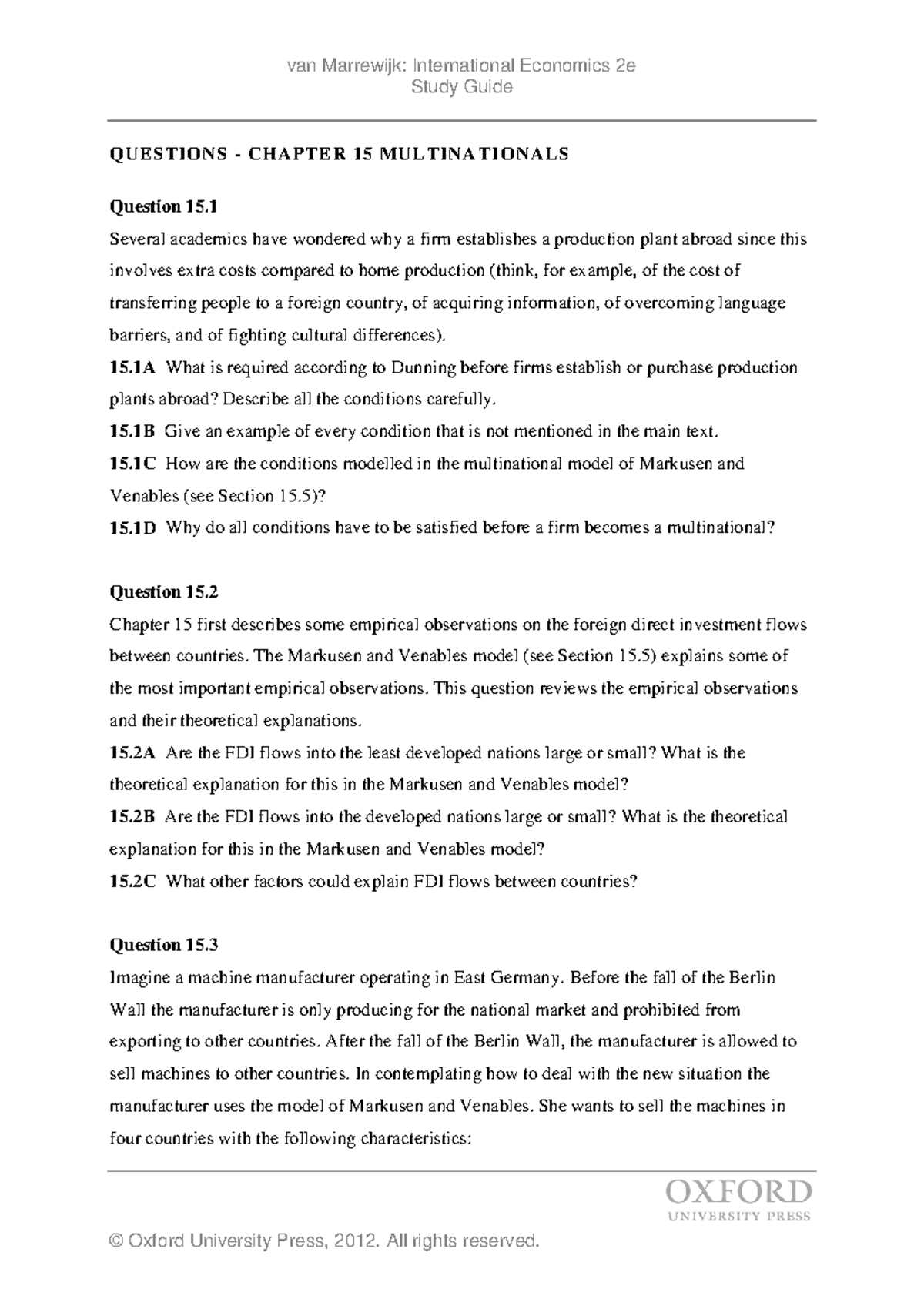15. Chapter 15 Multinationals - Study Guide QUESTIONS - CHAPTER 15 ...