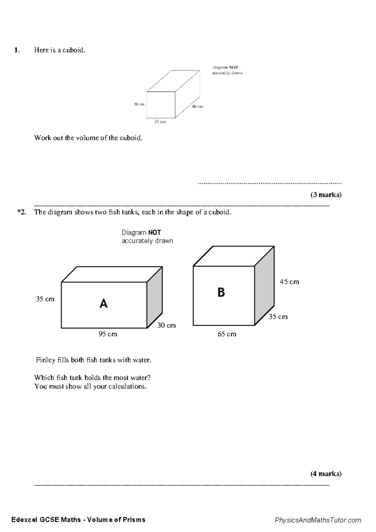 Edexcel GCSE Maths: Volume of Prisms Homework - Studocu