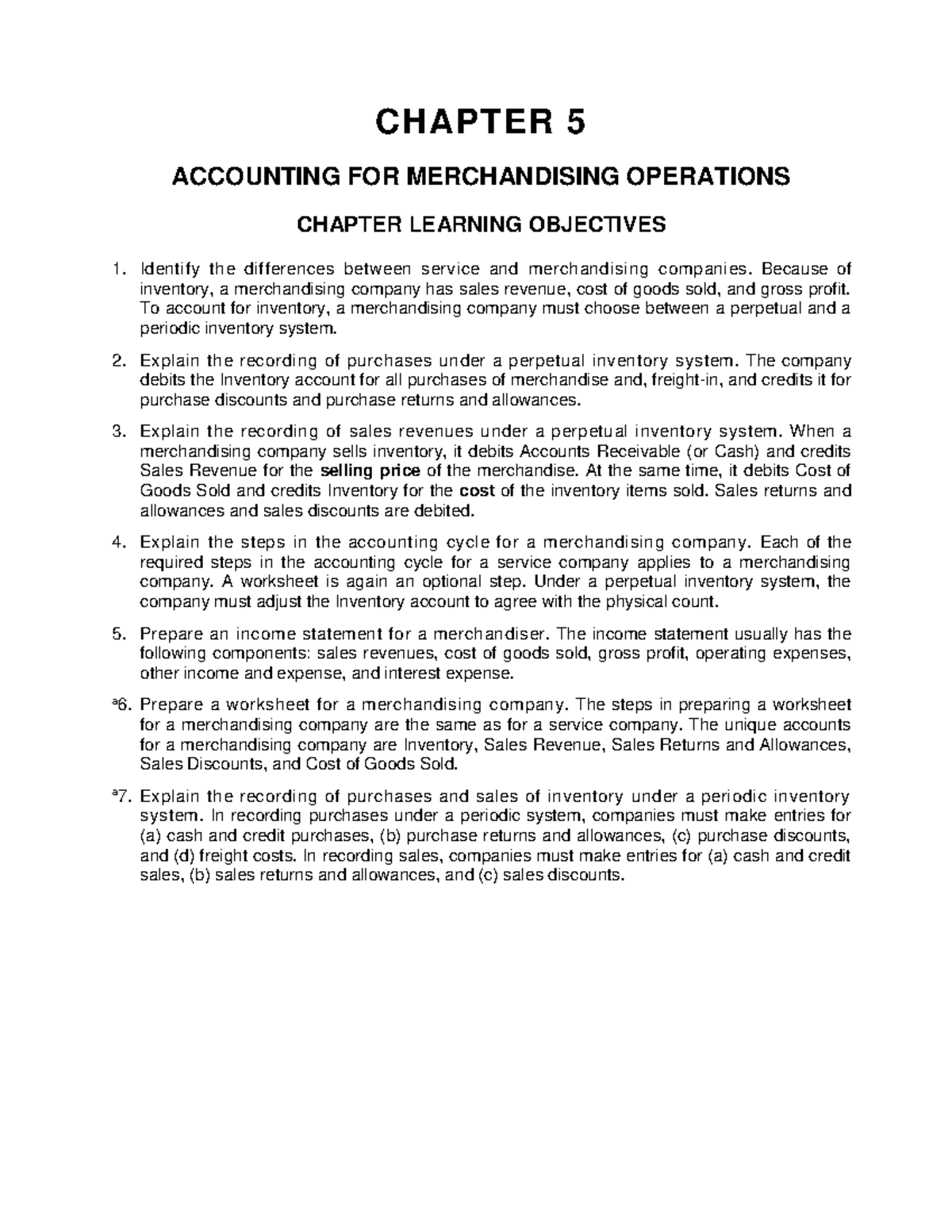 Ch05 - Accounting for Merchandising Operations Practice Questions ...