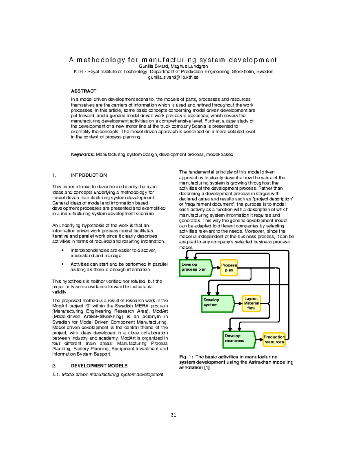Model Driven Methodology for Manufacturing Systems: Insights ...