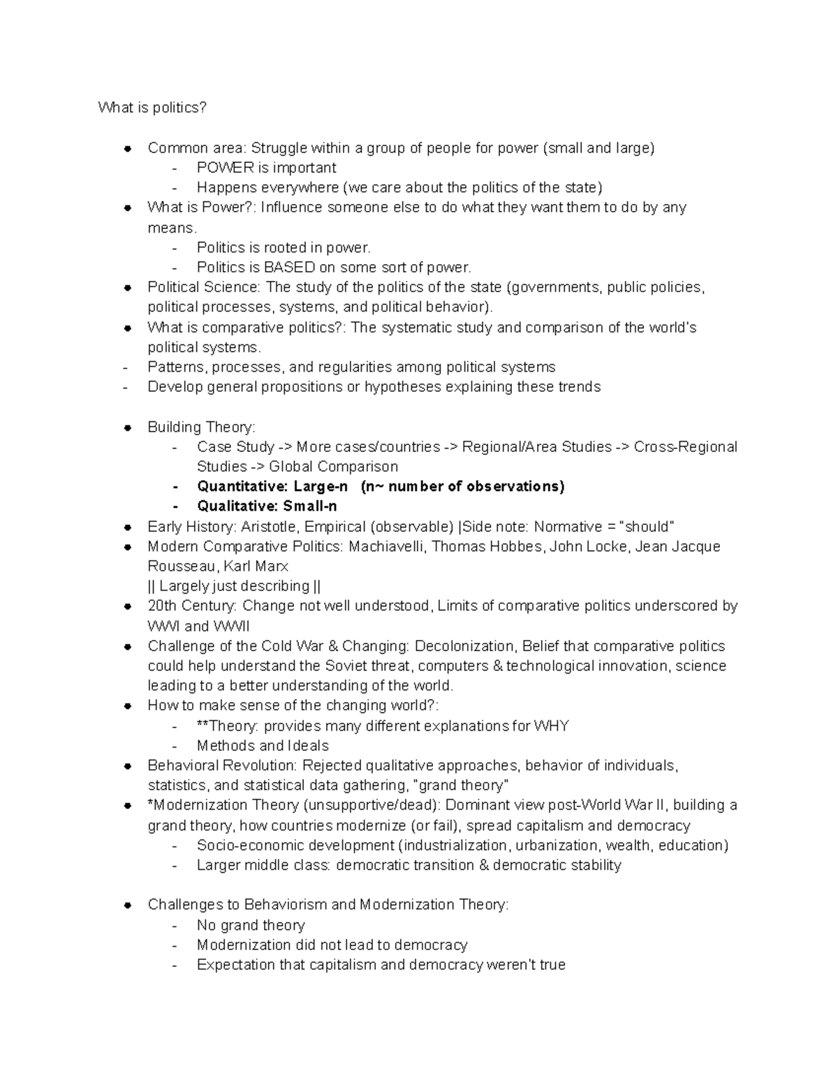 Comparative Politics and Ideologies Overview (POL 101) - Studocu