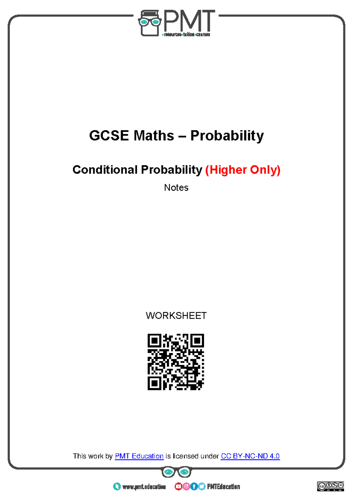 GCSE Maths Conditional Probability Notes & Worksheet (Higher) - Studocu