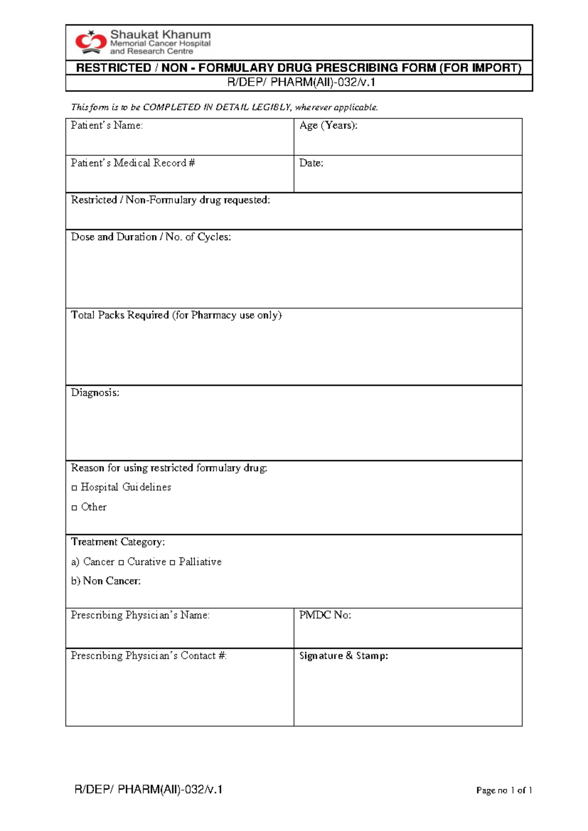32-Restricted Non-Formulary Drug Prescribing Form (For Import) v - R ...