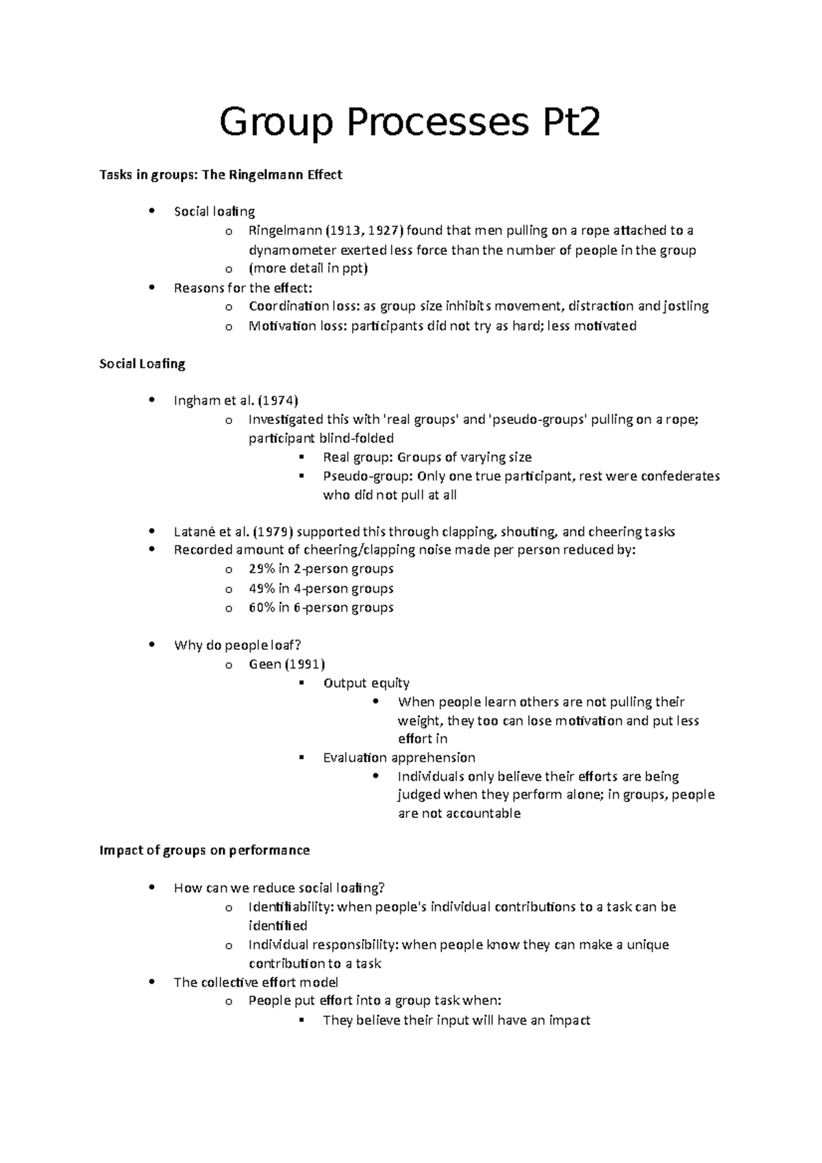 Group Processes Pt2 - Group Processes Pt Tasks in groups: The ...