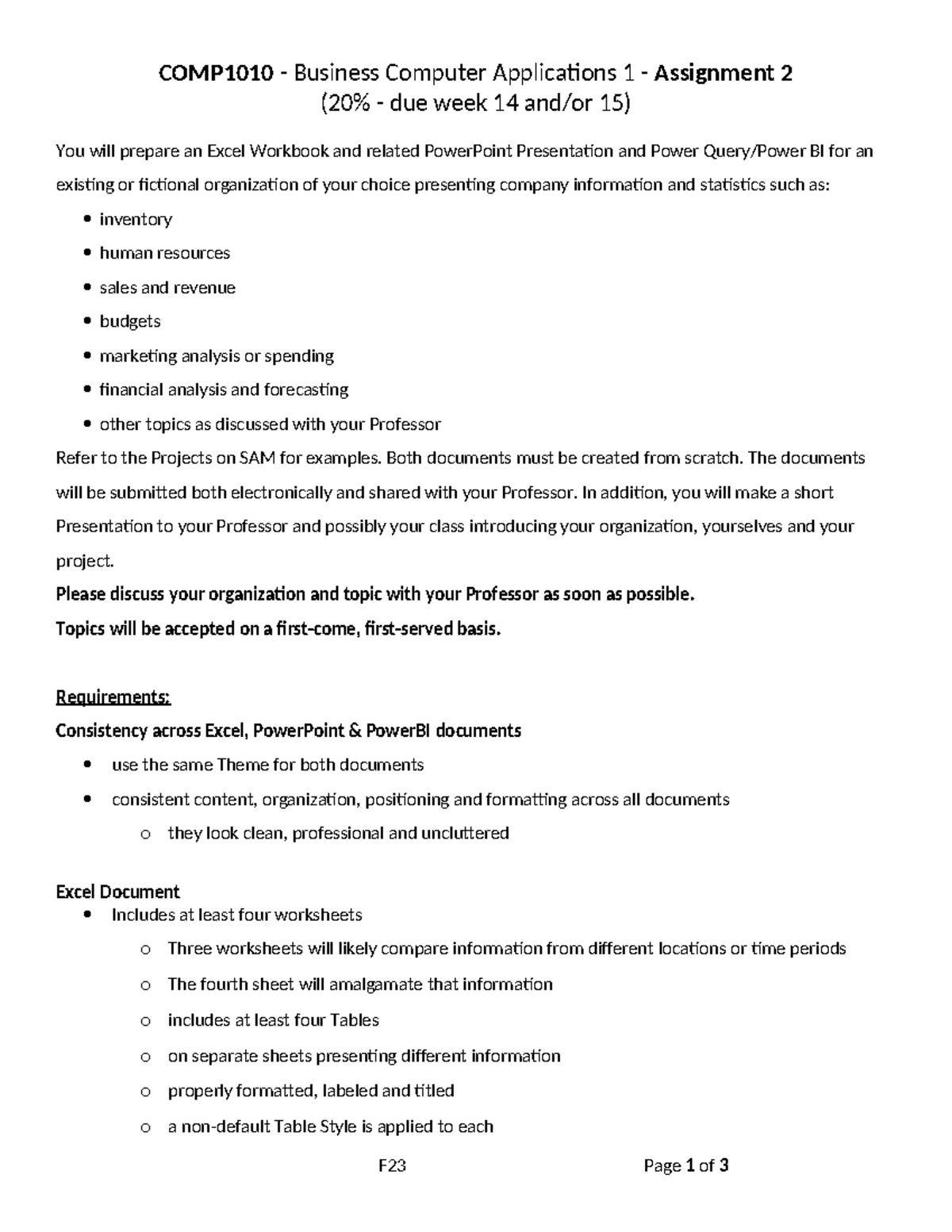 COMP1010 Final Assignment 2: Excel & PowerPoint Project Guide - Studocu