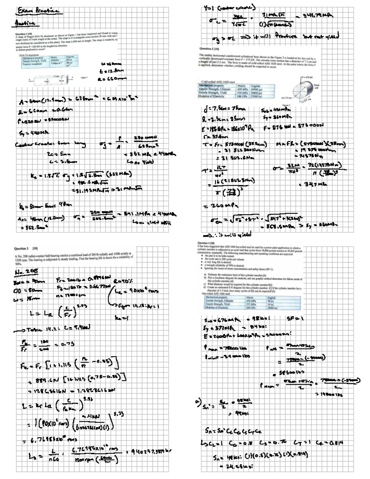 AER 606: Sample Problems on Safety Factors and Bearing Selection - Studocu