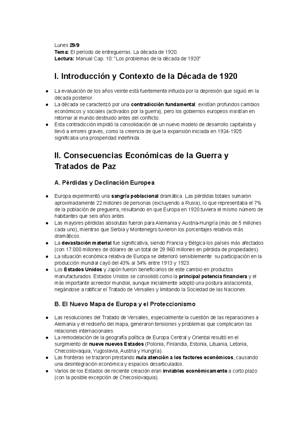 Apuntes de Historia Económica: Crisis de 1929 y Consecuencias - Studocu