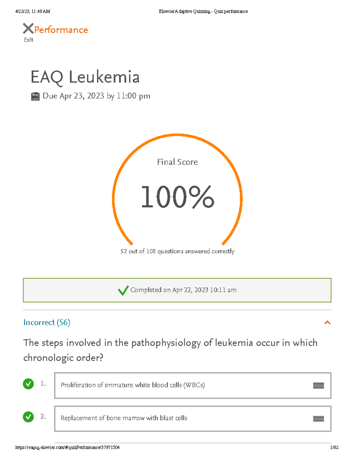 CH 30 Final Exam EAQ on Leukemia - Comprehensive Review Notes - Studocu