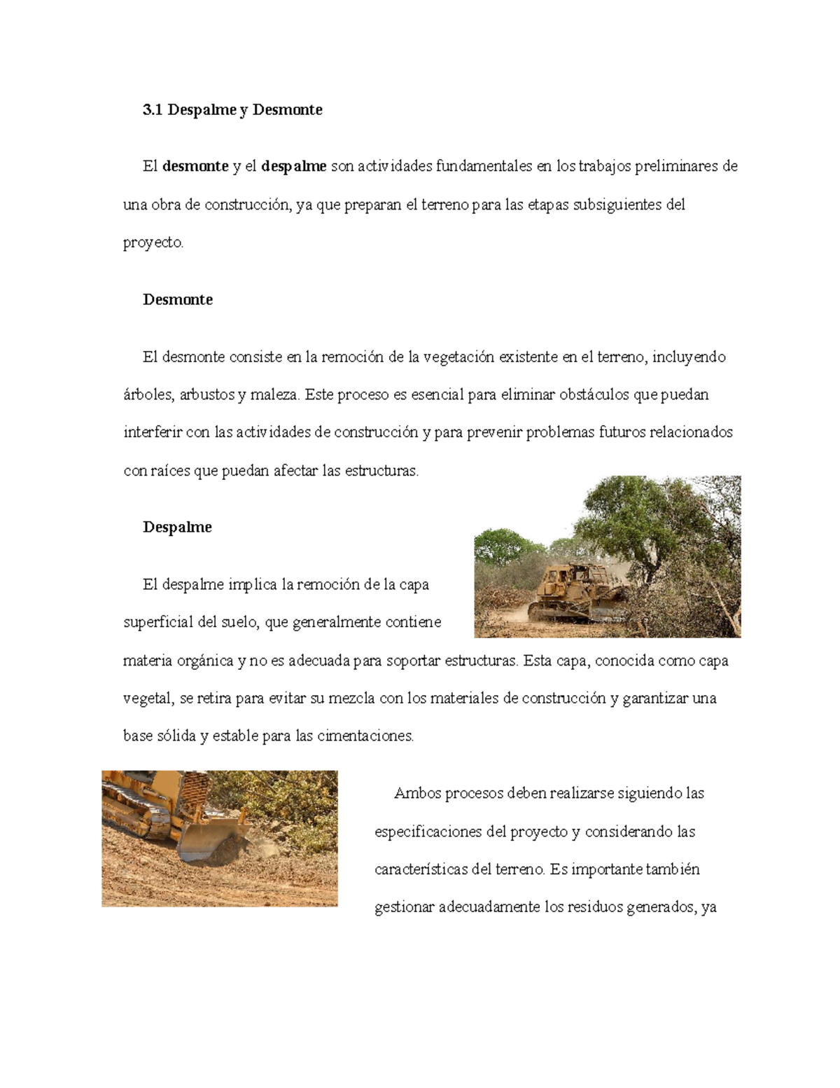 Materiales UNI 3 4 5 - Apuntes sobre Despalme y Desmonte en ...
