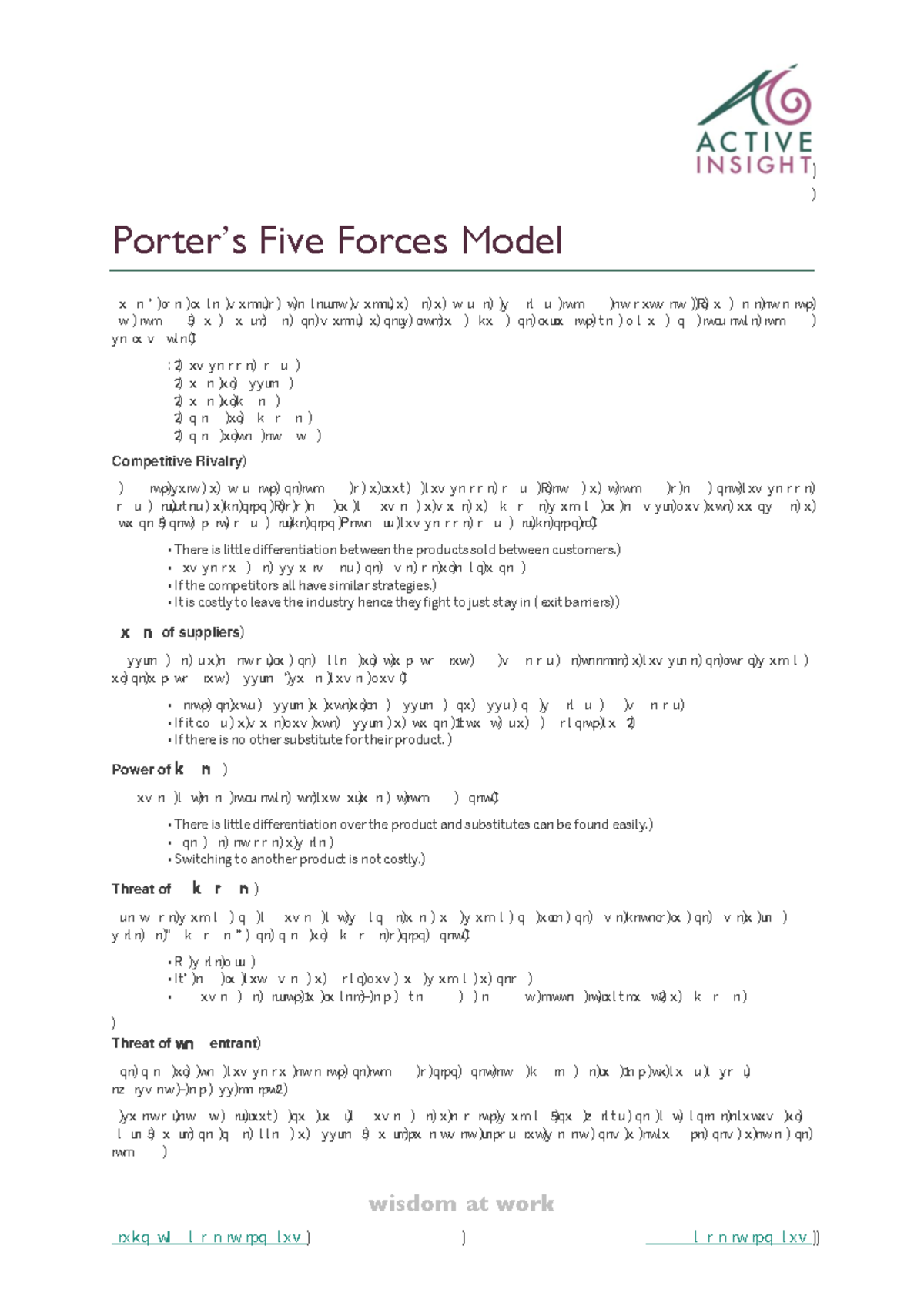 Porter's Five Forces Model Analysis - NAa - Studocu