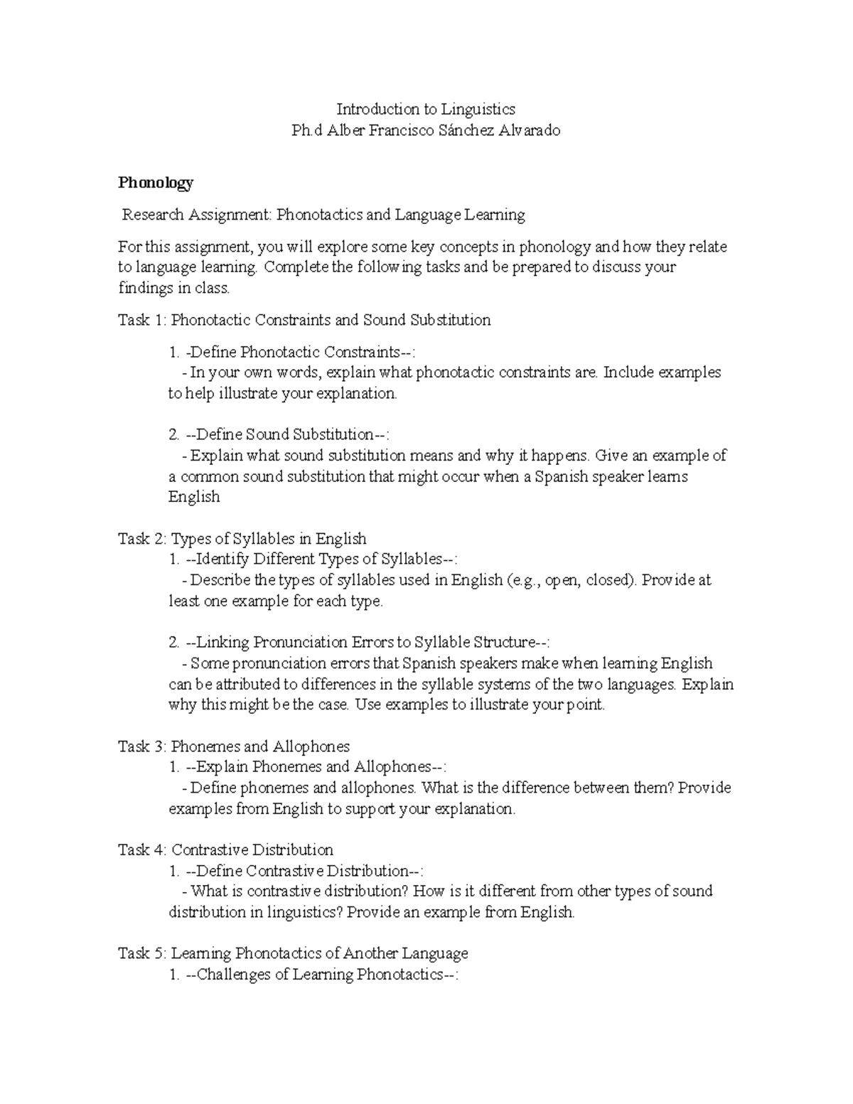 Phonology Research Assignment: Phonotactics & Language Learning ...