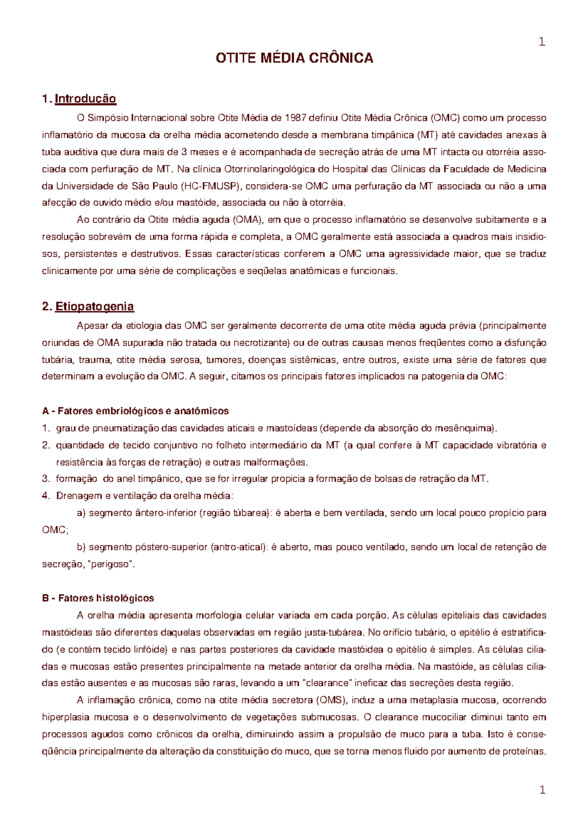 Estudos sobre Otite Média Crônica: Fisiologia da Orelha Média (USAR ...