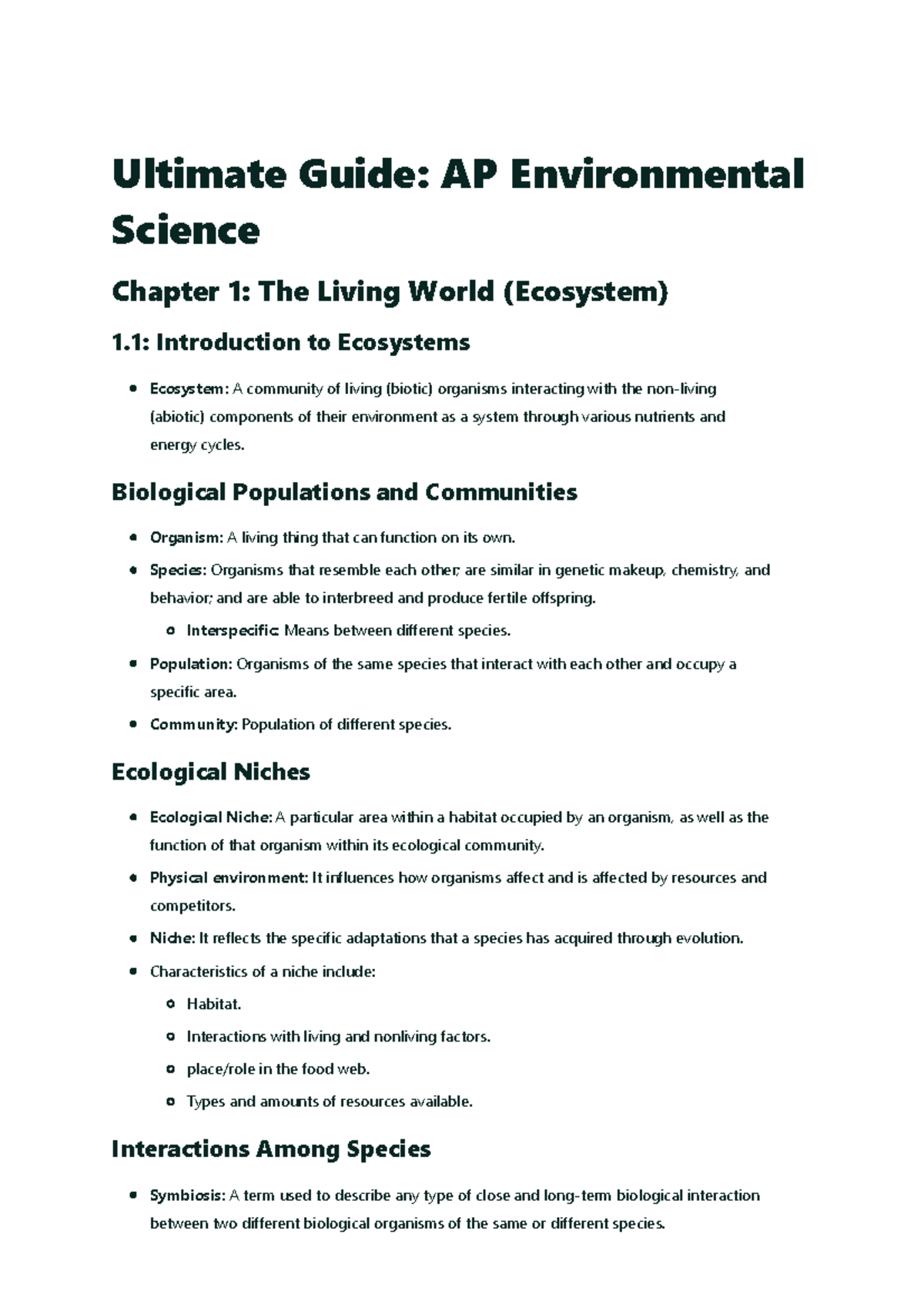 AP Environmental Science: Comprehensive Guide to Ecosystems (Chapter 1 ...