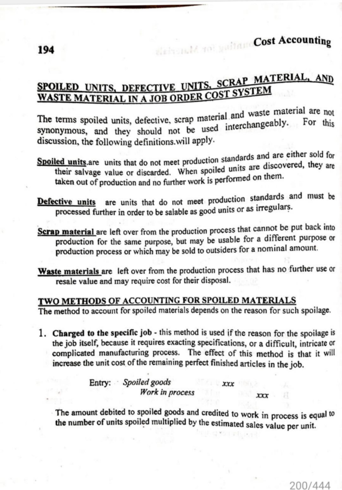Accounting for Spoiled, Defective Units, Scrap & Waste Materials (194 ...