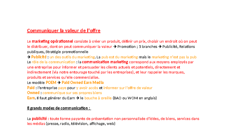 Marketing Opérationnel : Stratégies de Communication et Publicité - Studocu
