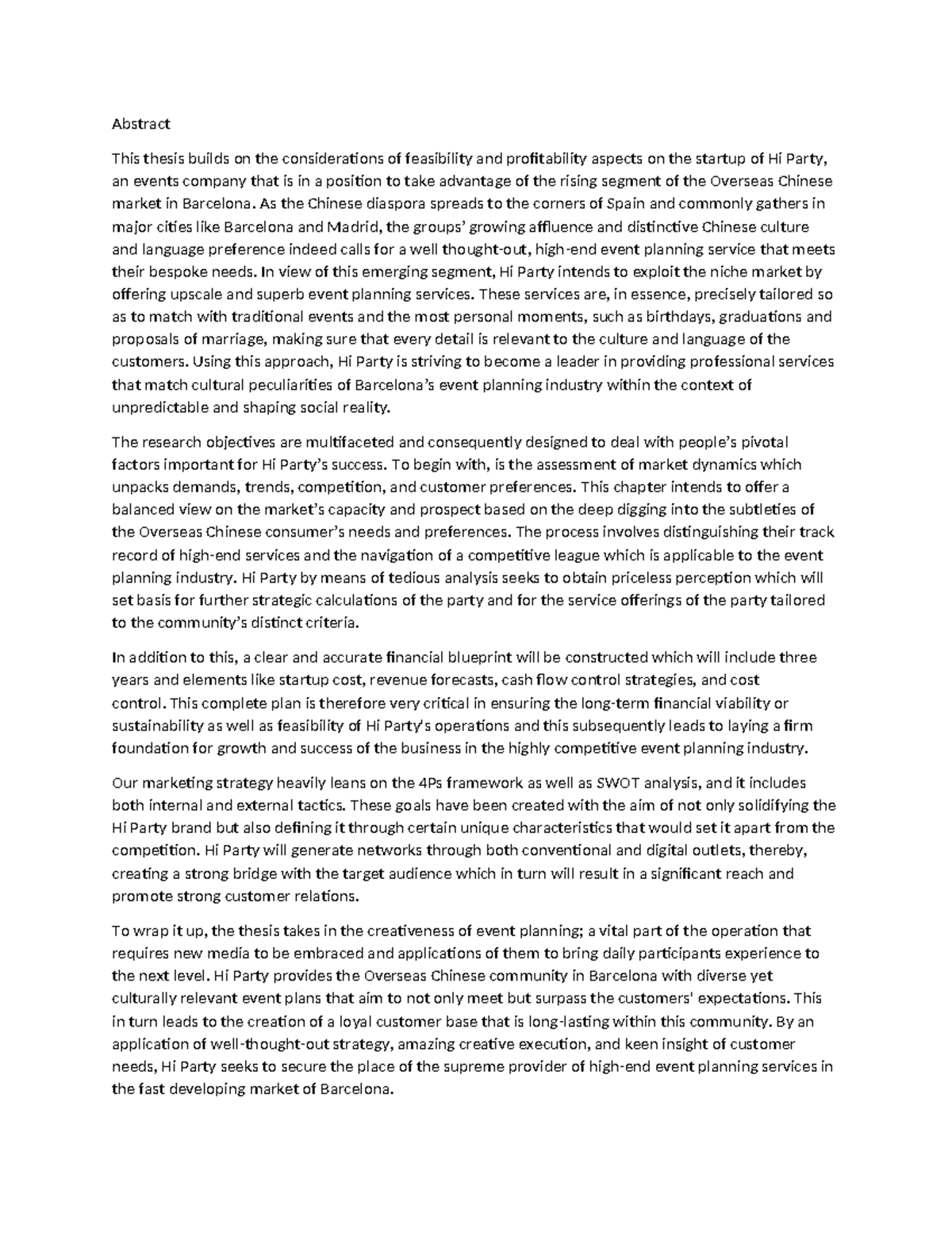 Abstrac Hi Party - Abstract This thesis builds on the considerations of ...