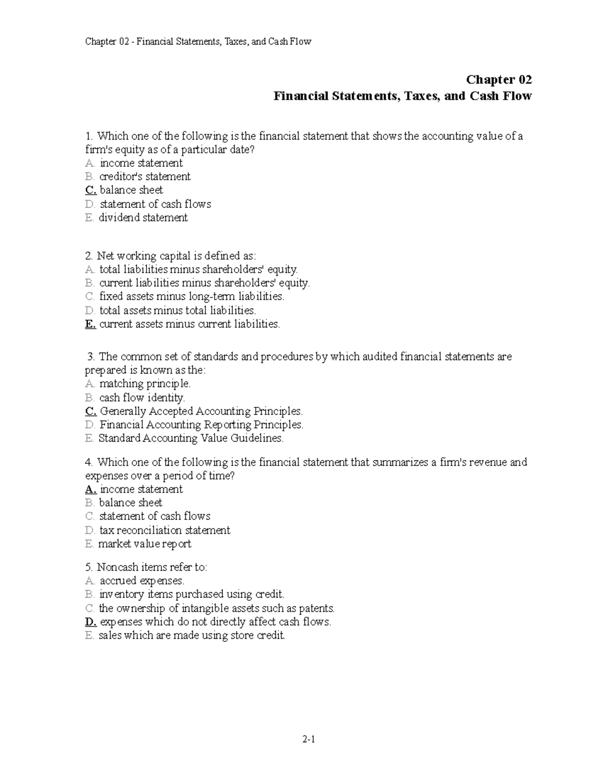 Financial Statements & Cash Flow Analysis - FIN 300 Chapter 2 Notes ...