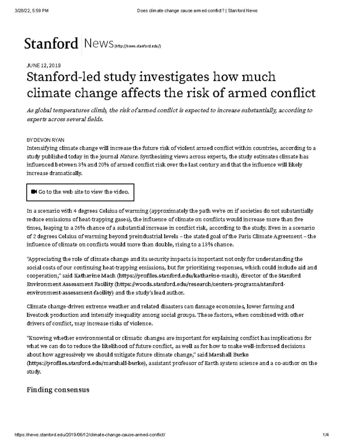 The Impact of Climate Change on Armed Conflict: Insights from Recent ...