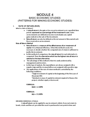 Econ M4 - Summary of Economic Study Methods and Applications - Studocu