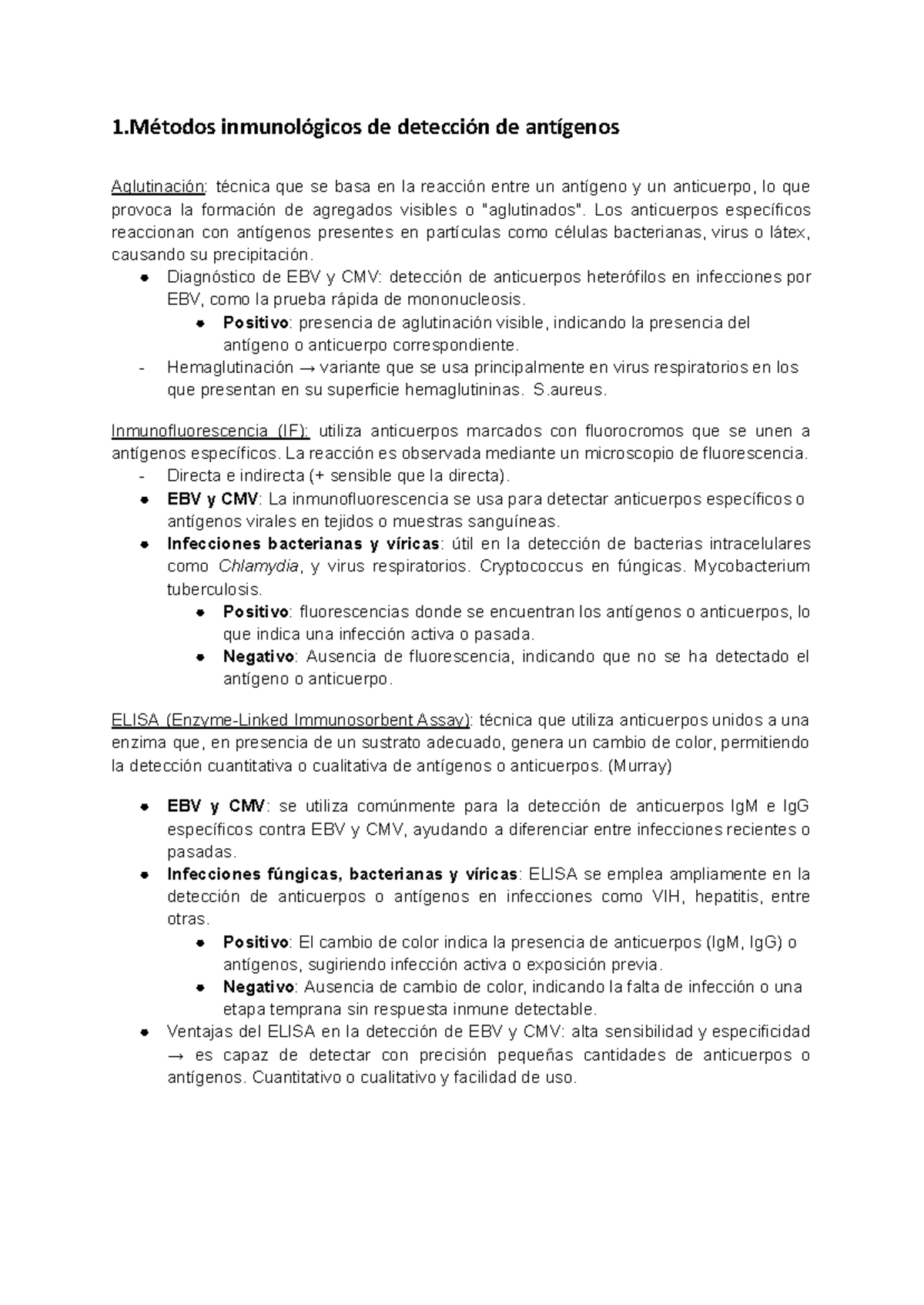 Tarea 1 - Métodos Inmunológicos y Detección de Antígenos - Studocu
