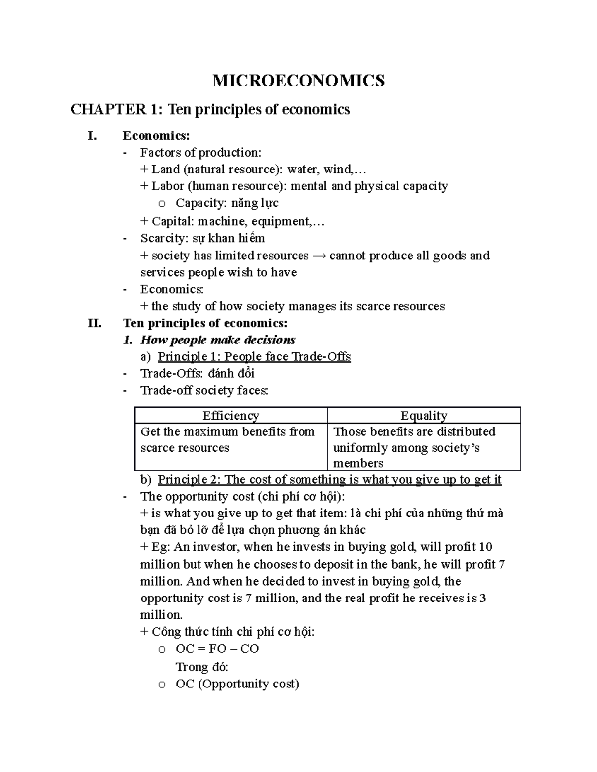 Microeconomics (ECON101) Lecture Notes: Principles & Supply-Demand ...