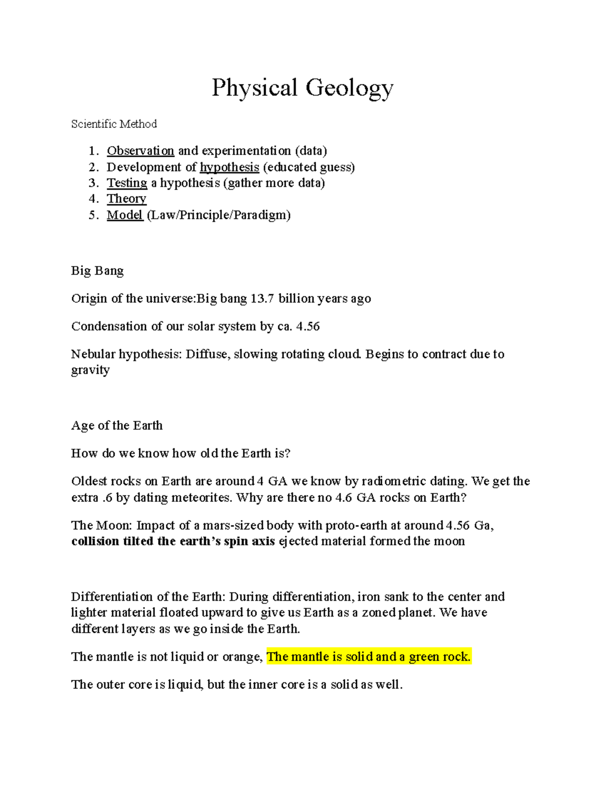 Physical Geology (GEOL 101): Earth's Processes & Rock Types Overview ...