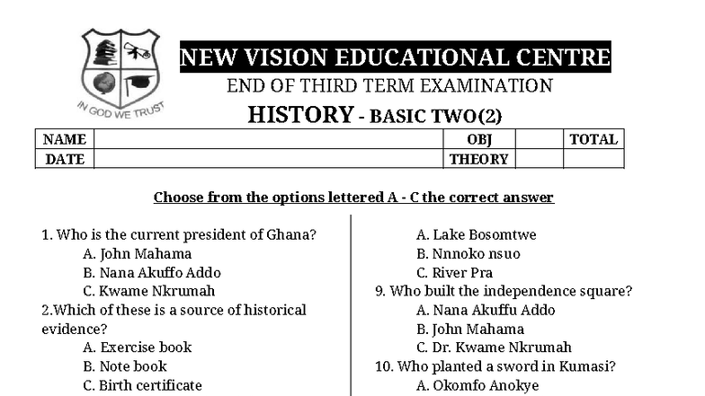 HIST 202 - End of Term Exam Questions for Basic Two (2) - Studocu