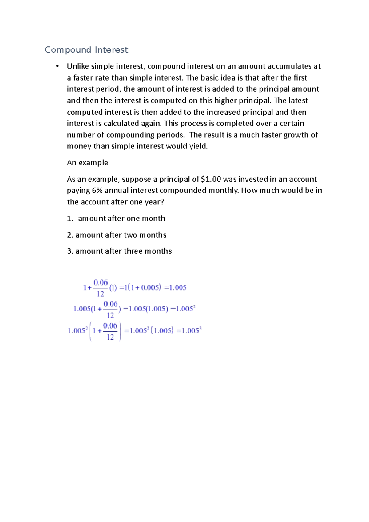 Compound Interest - Lecture Notes 1: Explanation and Examples - Studocu