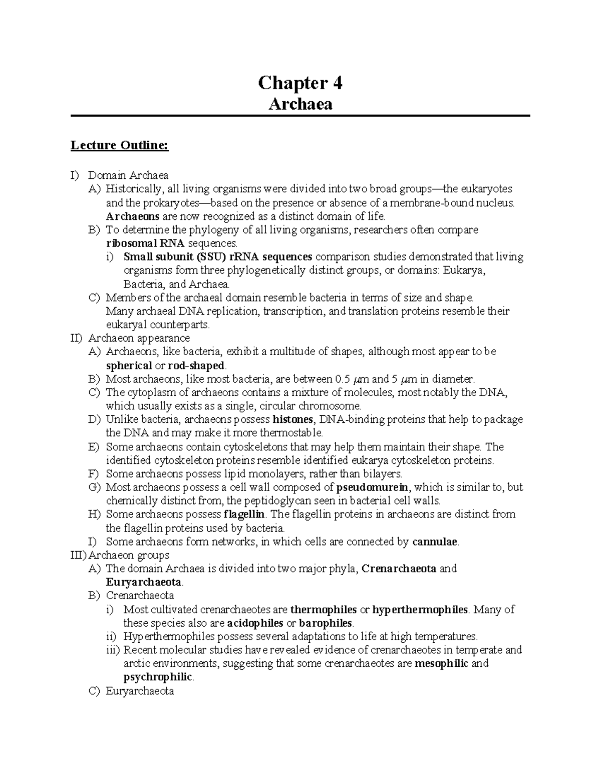 BIOL 210 Chapter 4 Outline: Archaea Overview & Key Concepts - Studocu