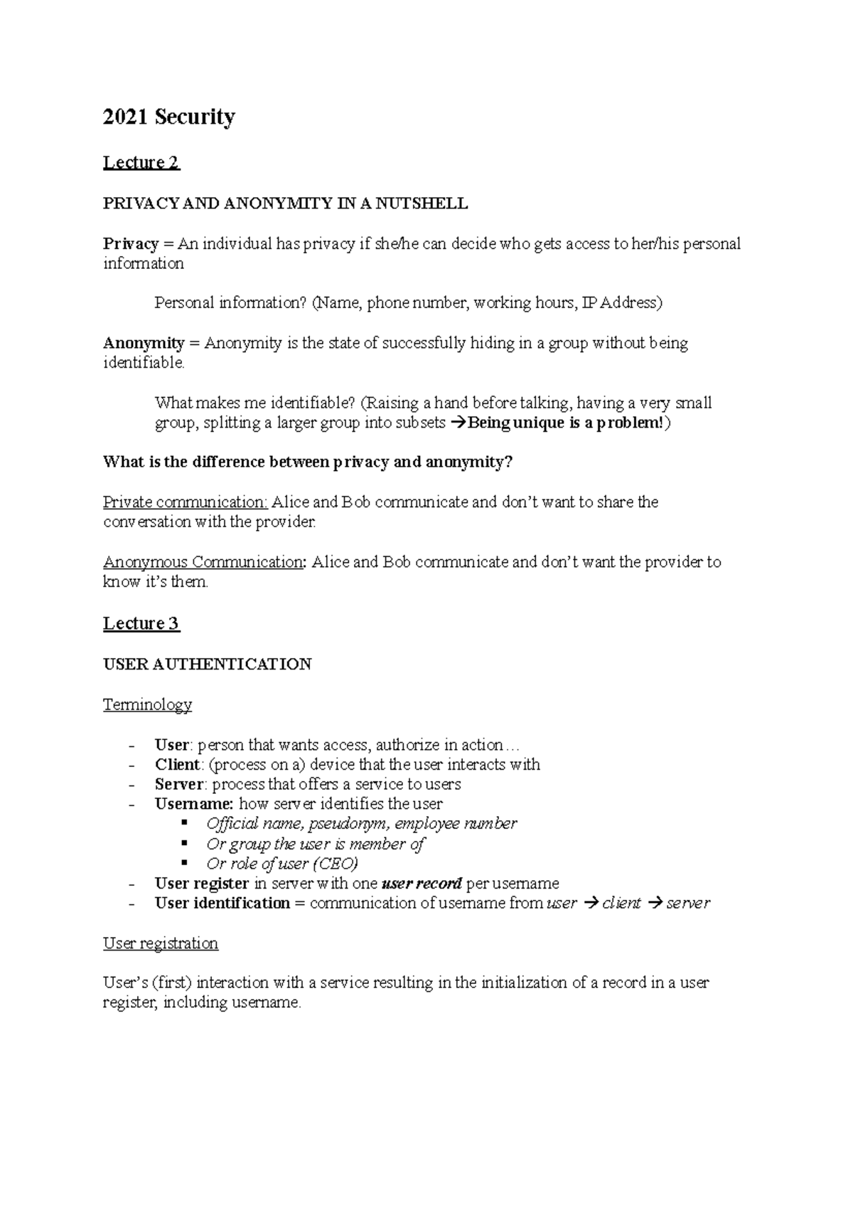 Security Lecture Notes: Privacy, Authentication, and Encryption ...