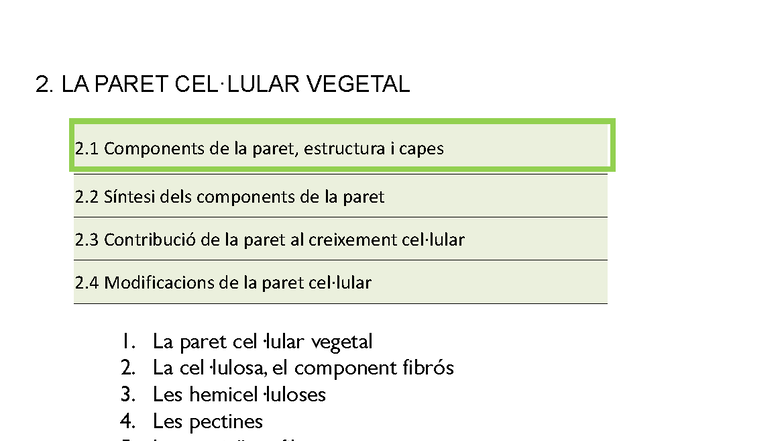 2.1. Components i Estructura de la Paret Cel·lular Vegetal - Studocu