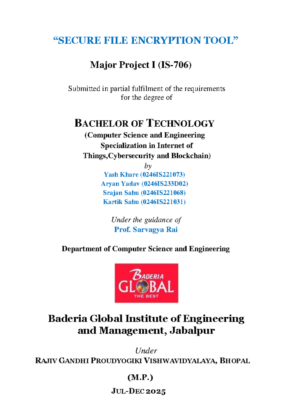 IOT Major Project Report: Secure File Encryption Tool - Studocu