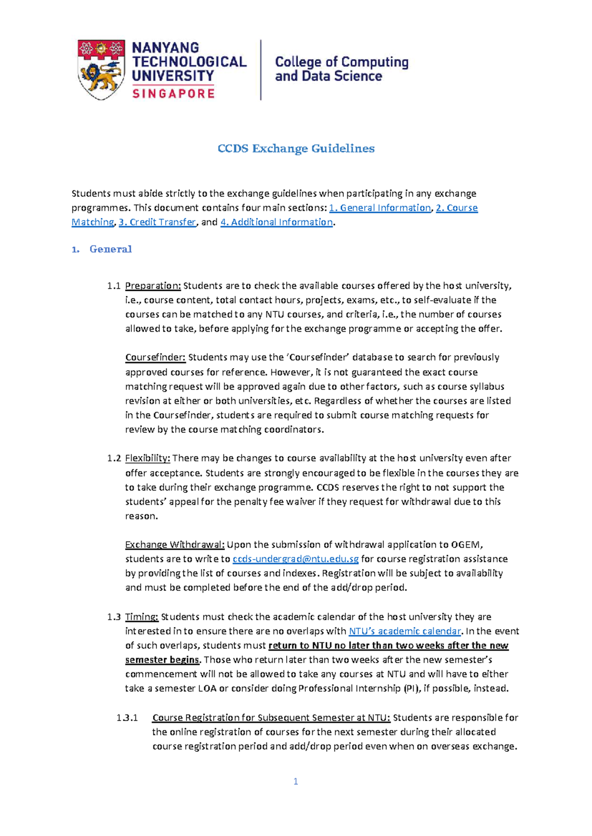 CCDS Exchange Guidelines: Essential Information for Students - Studocu