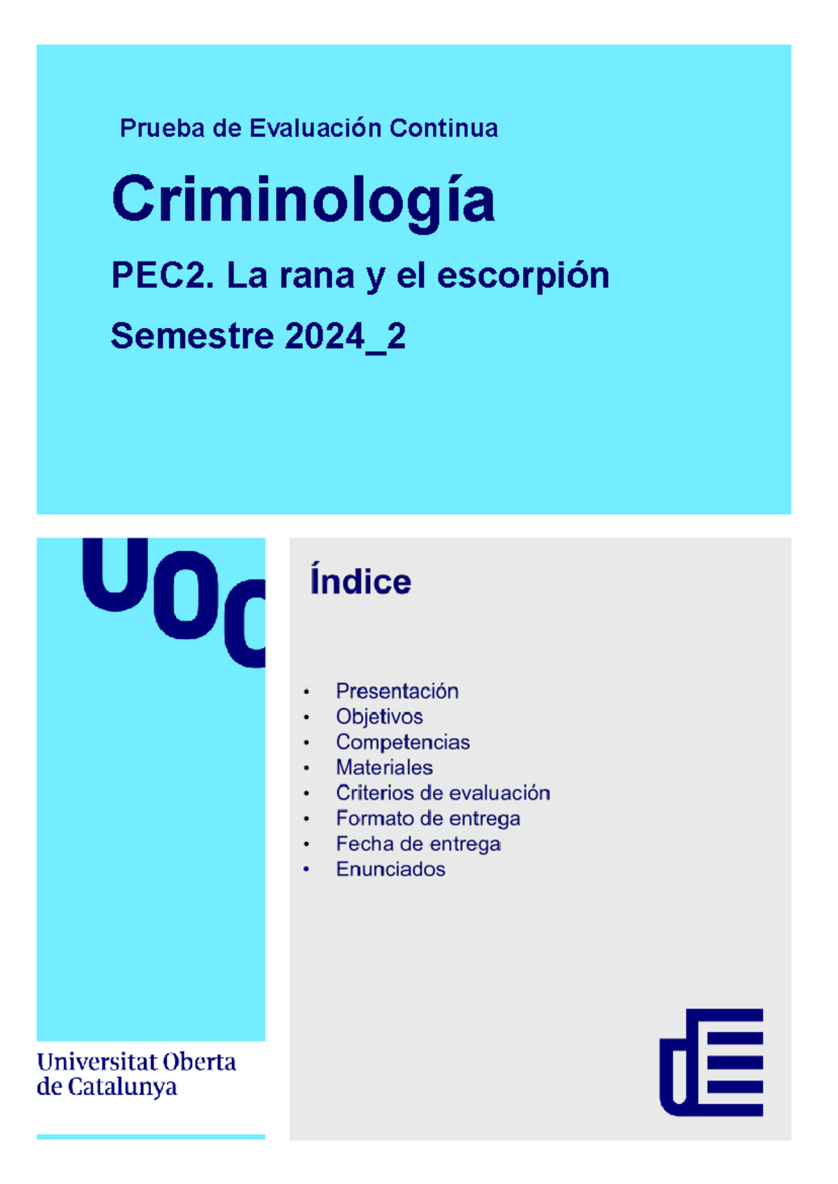 PEC 2 Criminología - enunciado - Prueba de Evaluación Continua ...