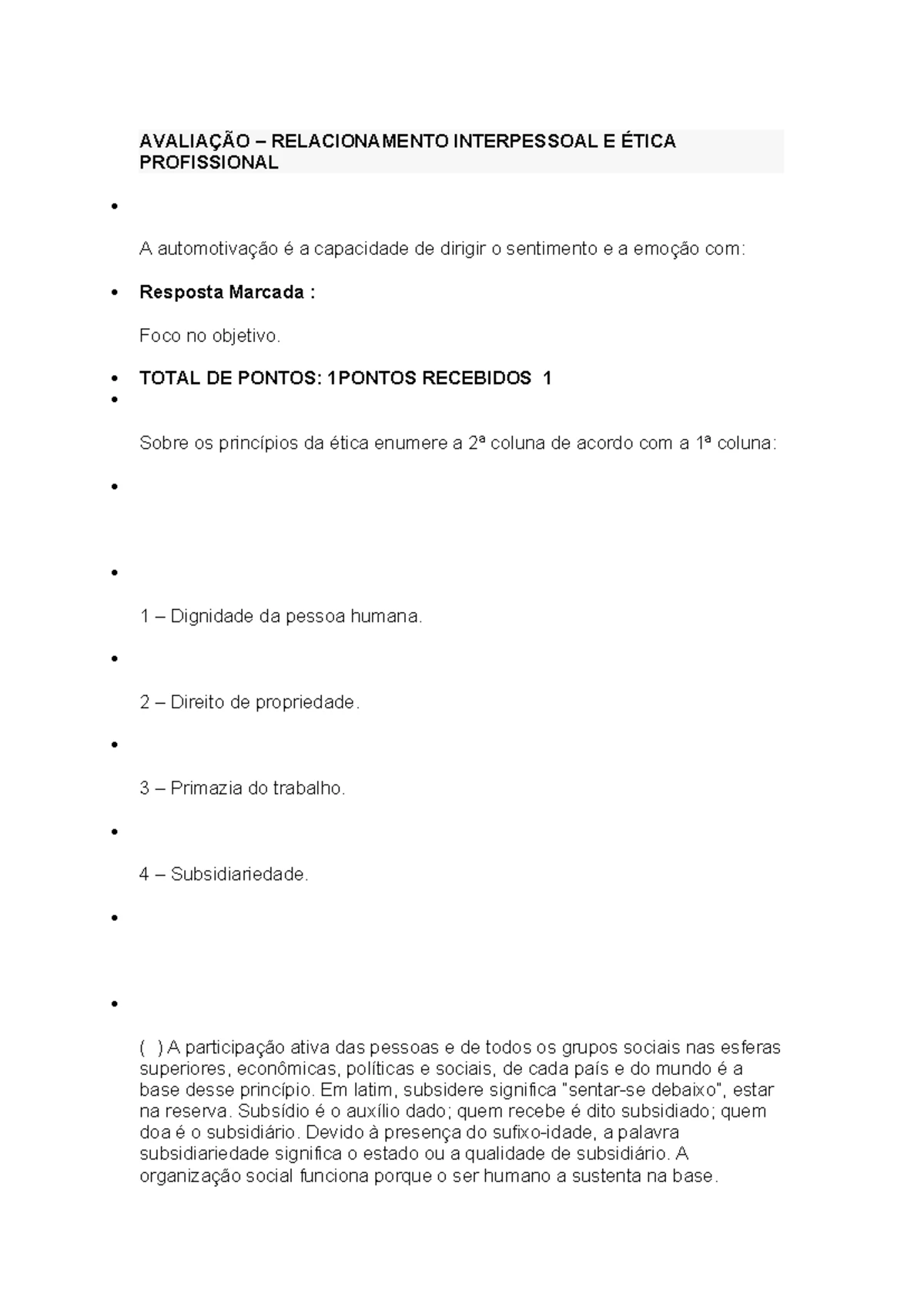 Avaliação – Relacionamento Interpessoal E Ética Profissional ...